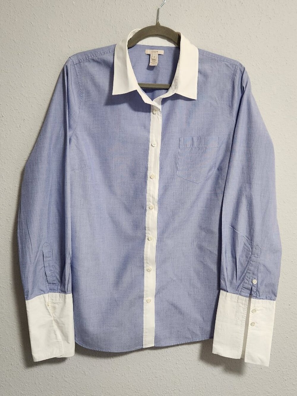 J. Crew | Blue White Cuff Cotton Button Down Shirt Professional 12